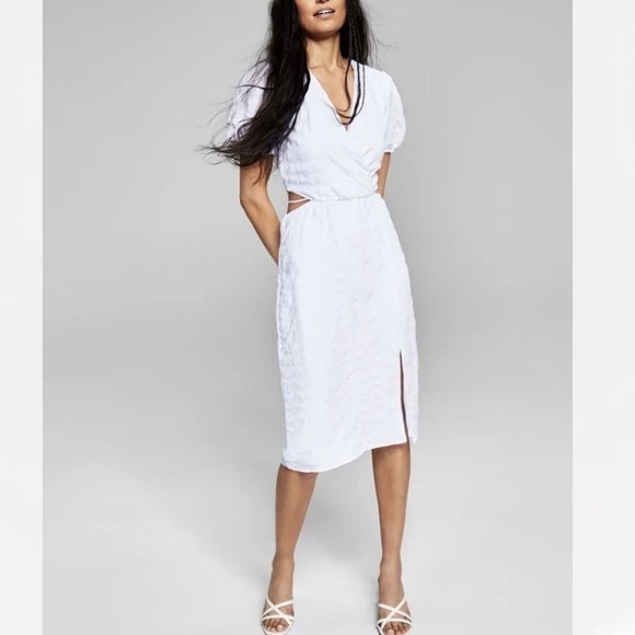 And Now This Textured Cutout Midi Dress in White Women's Large NWT - Picture 1 of 8